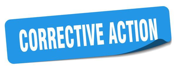 corrective action sticker. corrective action label