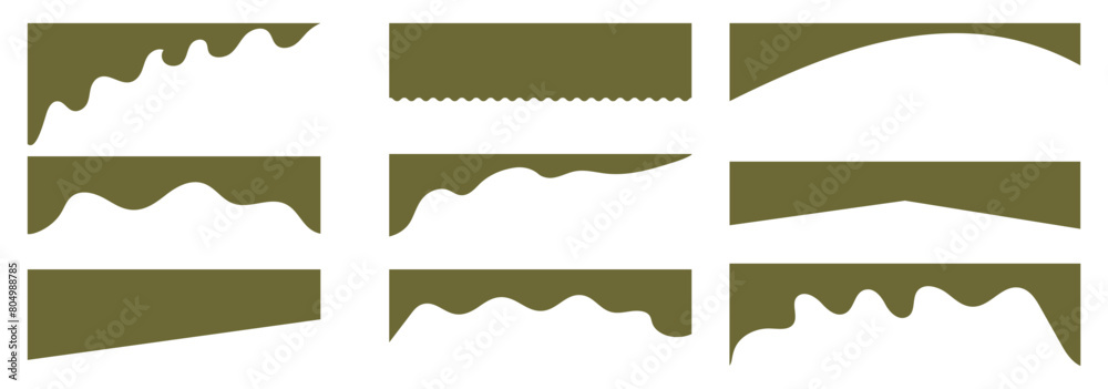 Wall mural set of abstract design separator header and border for website and app. divider shapes top and botto