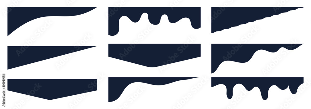 Wall mural set of abstract design separator header and border for website and app. divider shapes top and botto