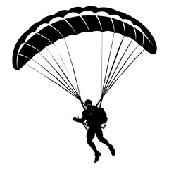 Paraglider silhouette vector illustration on a white background 