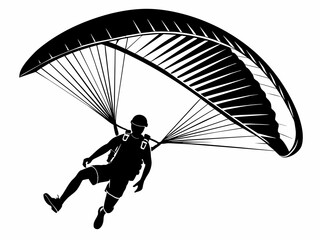 Paraglider silhouette vector illustration on a white background 