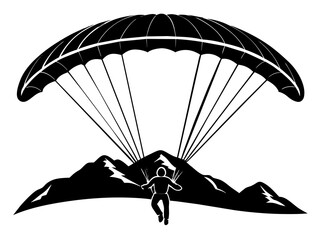 Paraglider silhouette vector illustration on a white background 