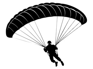 Paraglider silhouette vector illustration on a white background 