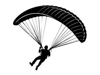 Paraglider silhouette vector illustration on a white background 