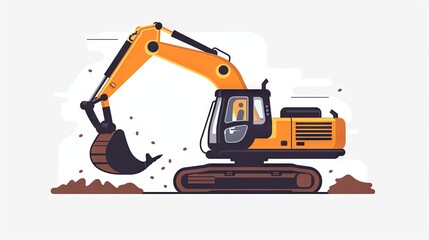 Modern excavator on a construction site 
