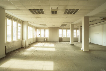 An image of empty office spaces, representing businesses that have closed down due to economic downturns 