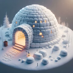 Traditional igloo, reflecting the ingenious architecture of the Inuit people in the Arctic regions. - obrazy, fototapety, plakaty