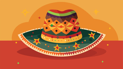 Mexican hat flat style icon design Mexico culture