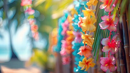 Greeting Card and Banner Design for Social Media or Educational Purpose of National Lei Hawaii Day Background