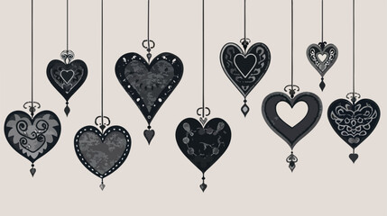 Monochrome silhouette of multiples hearts pendant