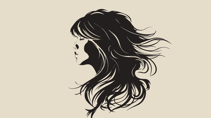 Monochrome silhouette with girl face vector illustration