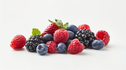 Tasty ripe berries on white background