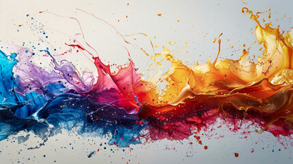 Artistic Creativity: Colorful splashes of color on a blank canvas