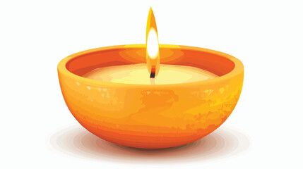 Orange diwali candle over white Vector illustration.