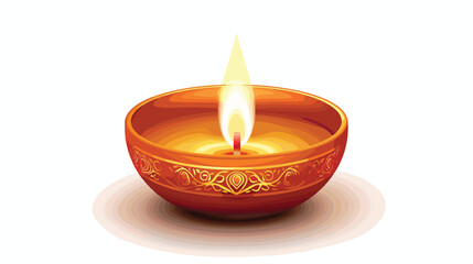 Orange diwali candle over white Vector illustration.