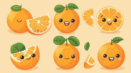 Orange fresh and citrus fruit kawaii character Vector