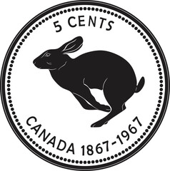 Canada 5 cents coin vector design handmade silhouette.