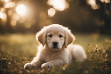 'adorable cute puppy retriever golden bathe dog spring playful closeup blond baby mammal white paw...
