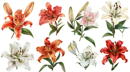 Elegant Stargazer Lily Blossom on Transparent Background - Beautiful Floral Decoration for Summer Designs and Nature Concepts