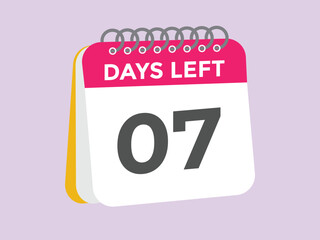 7 days to go countdown template. 7 day Countdown left days banner design. 7 Days left countdown timer
