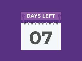 7 days to go countdown template. 7 day Countdown left days banner design. 7 Days left countdown timer
