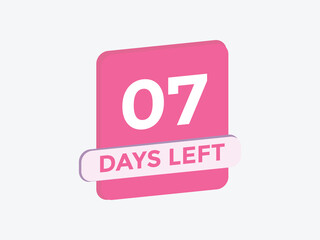 7 days to go countdown template. 7 day Countdown left days banner design. 7 Days left countdown timer
