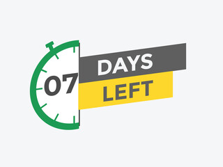 7 days to go countdown template. 7 day Countdown left days banner design. 7 Days left countdown timer
