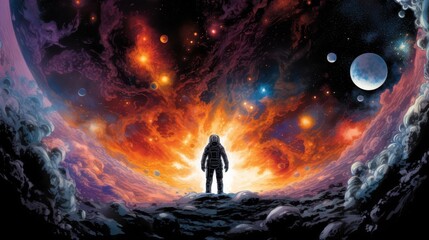 Naklejka premium Astronaut exploring in the space.