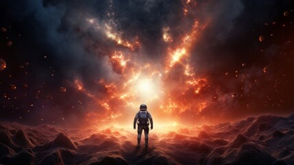 Fototapeta premium Astronaut exploring in the space.