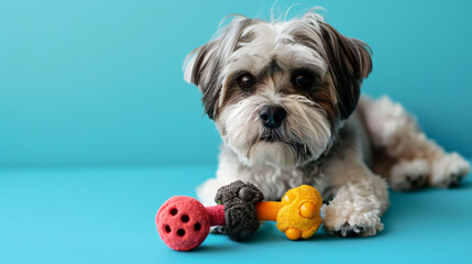 Toy for pet on color background