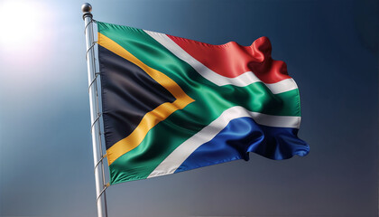 3D rendered South Africa flag, isolated on a clean background. High-quality, realistic depiction perfect for various uses, Generated by AI.