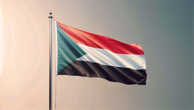 3D rendered Sudan flag, isolated on a clean background. High-quality, realistic depiction perfect for various uses, Generated by AI.