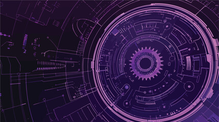 Purple line contour of gear of wheel vector illustration