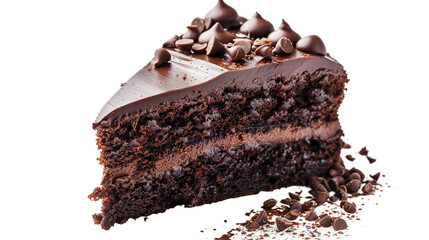 Irresistible Homemade Chocolate Cake Slice with Rich Cocoa Icing on Transparent Plate, Perfect for Gourmet Celebrations and Tempting Snack Times