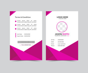 Double-sided creative id card design. Professional corporate id card template, clean id card design with mockup. Vertical layout and Vector illustration.