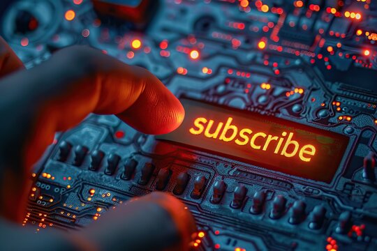 The finger presses the subscribe button