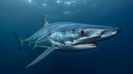 Apex Predator Shark Gliding Effortlessly Through the Open Ocean Seeking Unsuspecting Prey