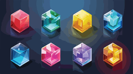 Set of Icons in colorful cubes. vector illustration vector