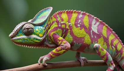 A Chameleon With Its Skin Adorned With Intricate P  2