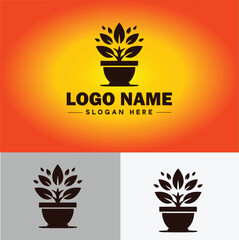 plant icon logo green leaf seedling growing plant eco technology environment silhouette vector logo