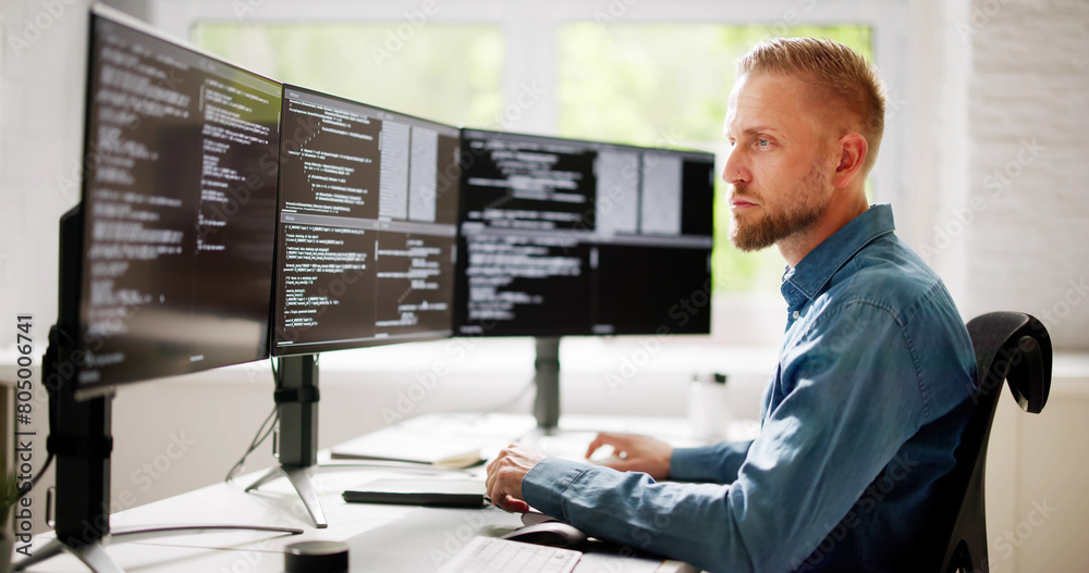 Poster Web Developer Coding On Computer
