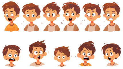 Set of twelve kid expressions Vector illustration. vector