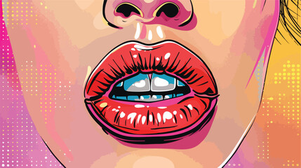 Sexy woman mouth pop art style vector illustration 