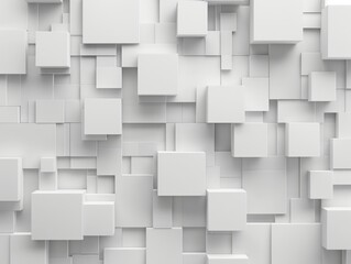 A 3D geometric pattern of white cubes on a plain background, illustrating concepts of order, complexity, and modern design.