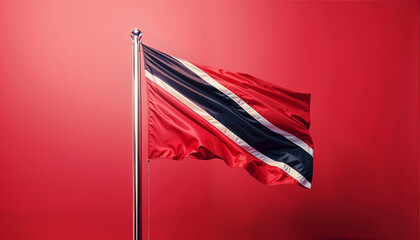 3D rendered Trinidad and Tobago flag, isolated on a clean background. High-quality, realistic depiction perfect for various uses, Generated by AI.
