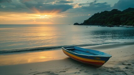  Solitude at Sunrise: Fishing Boat on Secluded Japanese Island