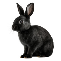 Fototapeta premium black rabbit isolated on transparent background cutout