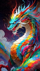 虹色の龍,Generative AI AI画像