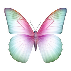 pink green butterfly isolated on transparent background cutout