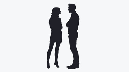 Silhouette of couple of people standing on white background
